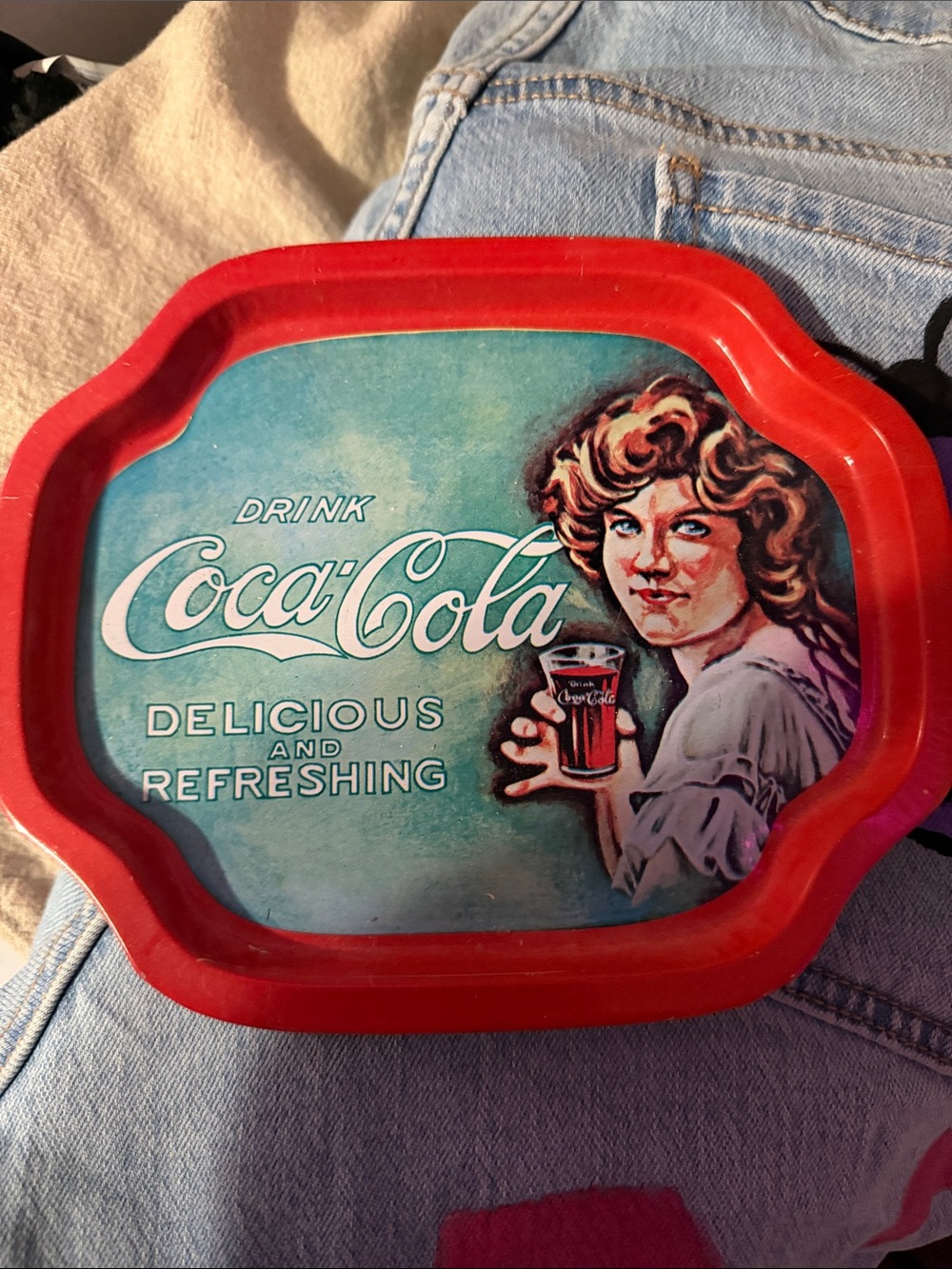 Coca Cola Red and Turquoise Retro Serving Tray